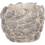 Obal na květiny, betonový s dekorem peříček.