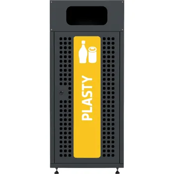 Venkovní odpadkový koš Alda Venkovní odpadkový koš na tříděný odpad TITAN 180 L - ocel,vnitřní nádoba, žlutý, na plast