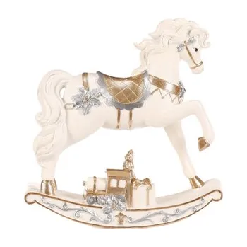 Houpací kůň Koník houpací - polyresin, s dárkem, krémovo-zlatý