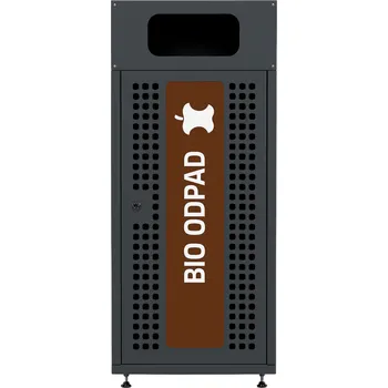 Venkovní odpadkový koš Alda Venkovní odpadkový koš na tříděný odpad TITAN 180 L - ocel, hnědá, biodpad