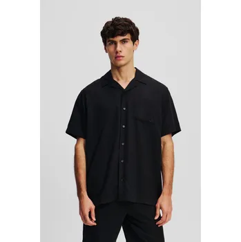 Pánská košile KOŠILE KARL LAGERFELD SSLV KAMEO TENCEL SHIRT BLACK