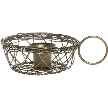 Svícen Mosazný antik drátěný svícen na úzkou svíčku Til - 10*5 cm