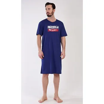 Pánská noční košile Pánská noční košile s krátkým rukávem Fresh start - tmavě modrá - L
