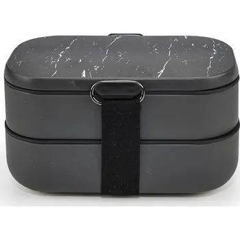 Obědový box s příborem, Bento, 1,35 L, Iris, černý