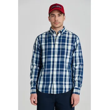 Pánské oblečení KOŠILE GANT REG UT INDIGO PLAID TWILL SHIRT INDIGO BLUE