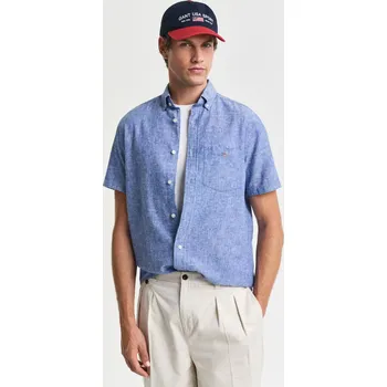 Pánská košile KOŠILE GANT REG COTTON LINEN SS SHIRT RICH BLUE
