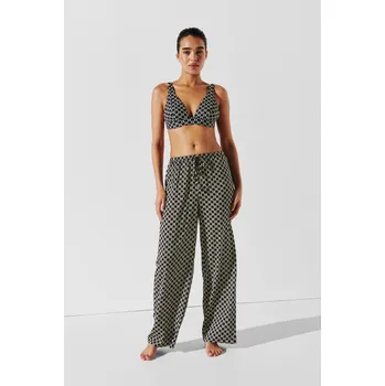 Dámské plavky PLÁŽOVÉ OBLEČENÍ KARL LAGERFELD MONOGRAM BEACH PANTS KL MONOGRAM BLACK/WHITE