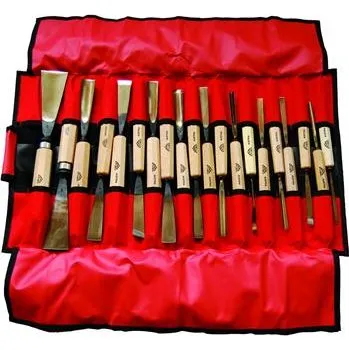 Dláto STUBAI profi sada řezbářských dlát s dřevěnou rukojetí v zavinovací tašce