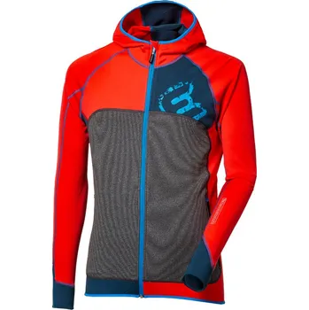 Pánská mikina Progress REBEL HOODY pánská sportovní mikina s kapucí červená/petrol/černý melír Velikost: L