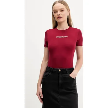 Pánské oblečení Tričko Guess Jeans W4YI01.J1314 burgundské 93X, vel. M