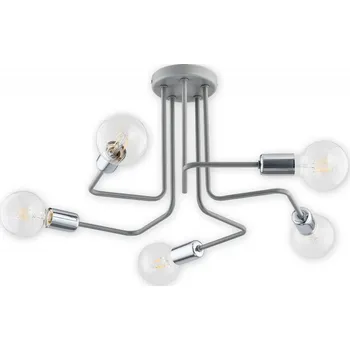 Svítidlo Lemir Stropní svítidlo O2745 W5 SZA Pixi lustr 5 ramenný, šedá matná + chrom