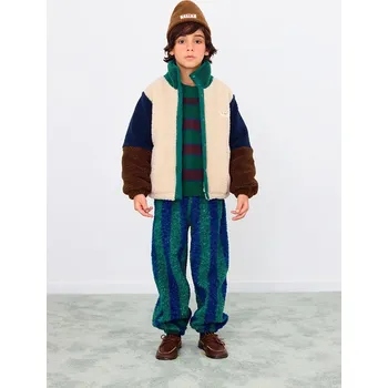 Dětská bunda Tinycottons COLOR BLOCK POLAR SHERPA JACKET AW25.360 zelená 79X, vel. 92