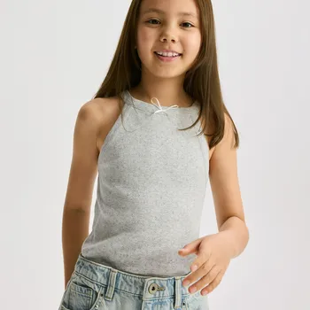 Dívčí tričko Reserved - Bavlněný top - světle šedá - 920EA-09M - 920EA-09M-U12