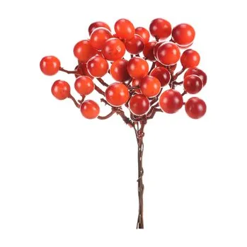 umělá květina Bobule na drátku - umělý trs, oranžové, cena za balení (24 ks)