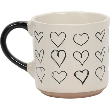 Siaki Keramický hrnek s uchem, 350 ml, se srdičkovým vzorem