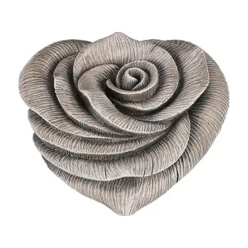 umělá květina Květ růže ve tvaru srdce - velký, polyresin, barva šedá.