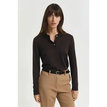 POLOKOŠILE GANT REG SEAMLESS BUTTON LS POLO DEEP BROWN