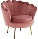 Křeslo ve stylu Art-deco, růžová Velvet látka / gold chrom-zlatý, NOBLIN