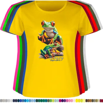 Dámské oblečení damske-levne-bavlnene-tricko-digitalni-potisk-zabky-listovnice Barva: Yellow - žlutá, velikost: L