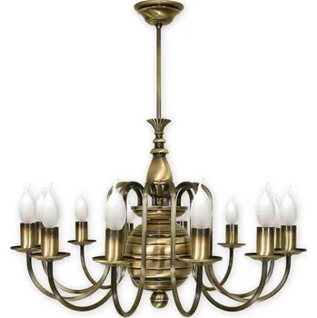 Svítidlo Lemir Závěsné svítidlo na tyči 196/W12 Kandelabr lustr 12 ramenný, patina