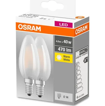 Žárovka 2PAK LED žárovka LED E14 B35 4W = 40W 470lm 2700K Teplá 300° Filament OSRAM Base