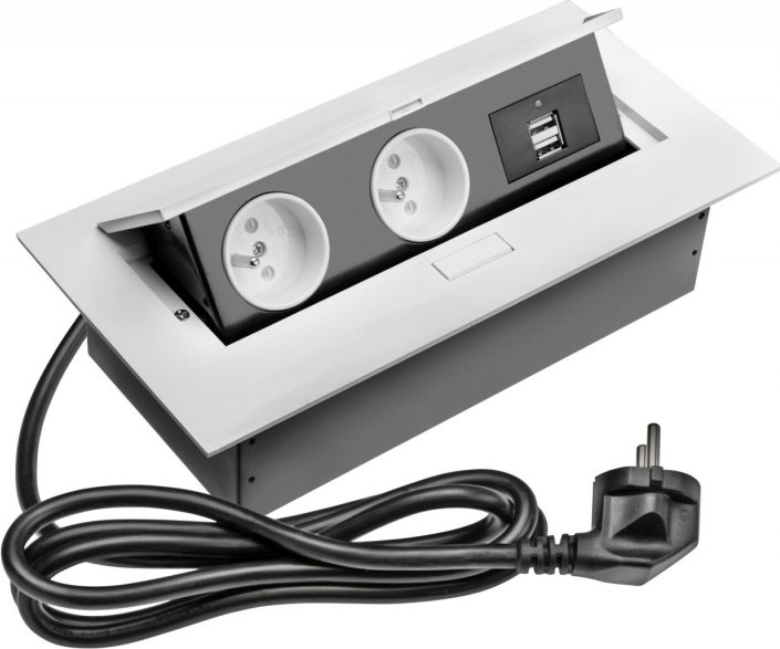 GTV Zásuvkový box s USB AE-PBU2GU-10 Zásuvky stolní, 2X zásuvka, 2XUSB, př