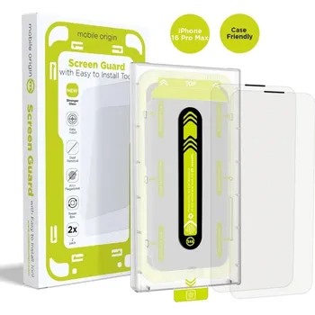 Mobile Origin Screen GuardWith Easy Applicator 2 Pack iPhone 16 Pro Max SGA-F-i16ProMax-2pk