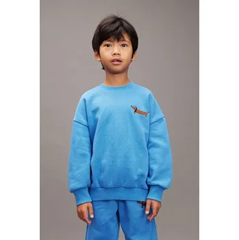 Chlapecká mikina Dětská bavlněná mikina Mini Rodini Dog 11000311 modrá 55X, vel. 104-110