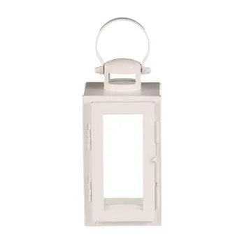 Lucerna mini - kov, čtyřhranná, lesklá bílá