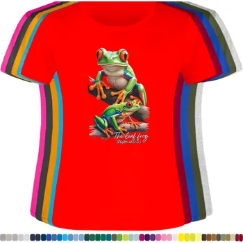 Dámské tričko damske-levne-bavlnene-tricko-digitalni-potisk-zabky-listovnice Barva: Red - červená, velikost: XXL