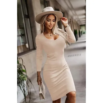 Dámské šaty Žebrované šaty PAM béžové Velikost: UNI: XS - M