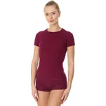Brubeck Dámské tričko Active Wool s krátkým rukávem Plum - L