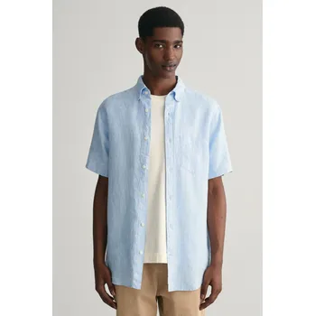 Pánská košile KOŠILE GANT REG LINEN SS SHIRT CAPRI BLUE