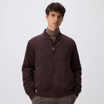 Dámský kabát Reserved - Bunda bomber z imitace semiše - tmavě hnědá - 7113H-89X - 7113H-89X-M