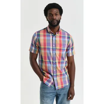 Pánská košile KOŠILE GANT REG INDIAN MADRAS SS SHIRT PEACHY ORANGE