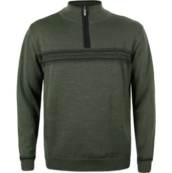 Pánský svetr Kama pánský pletený Merino svetr L141 106 - tmavě zelená XL