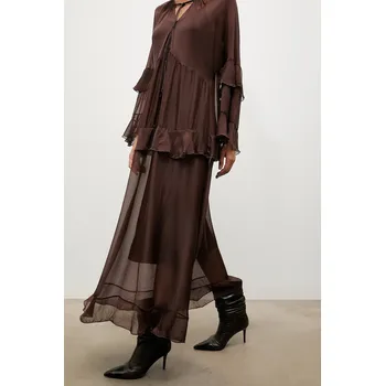 Dámské šaty Šaty s hedvábím Answear.LAB D10593.iak hnědá 88X, vel. S