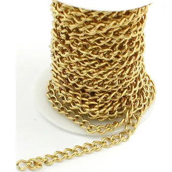 Materiál na výrobu šperku Twist Ocelový řetízek 5x7mm zlatý - 1m - 1m