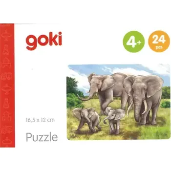 Puzzle GOKI Dřevěné puzzle Africká zvířata: Sloni (57419)