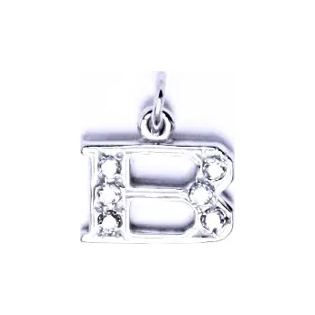 Přívěsek Zlatý přívěsek, bílé zlato, čiré zirkony, písmenko B, P 1106 (Zlaté písmeno)