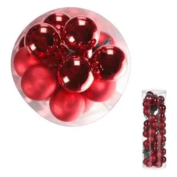 Vánoční dekorace Ozdoby skleněné na drátku, pr.2cm, červené, cena za 1 balení (48ks)