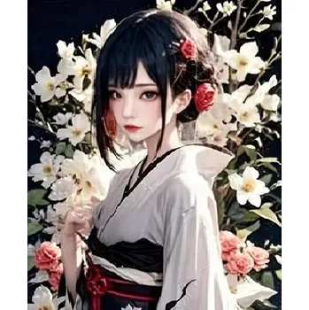 Diamantové malování Norimpex Dívka v kimonu 30 × 40 cm