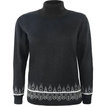 Dámský svetr Kama dámský pletený Merino rolák 5052 111 - tmavě šedá M