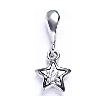 Přívěsek Zlatý přívěsek hvězdička, bílé i žluté zlato, Swarovski krystal čirý - P 1326/22 (Swarovski krystal 6x6 mm)