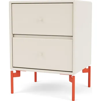 Noční stolek Montana, Noční stolek Drift na červených nožkách světle béžový - Formadore