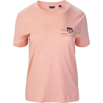 Dámské Tričko s krátkým rukávem GANT ARCHIVE SHIELD SS T-SHIRT 4200417.832 – Béžová S