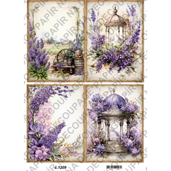 Umělecký papír Rýžový a soft papír na decoupage - Vintage fialová - KB01209 Materiál: Soft, Rozměr: A4