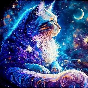 Diamantové malování Norimpex Vesmírná kočka 30 × 40 cm