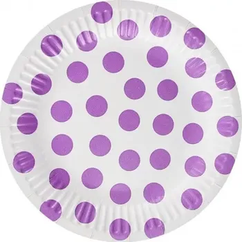 Talíř EKO Talířky papírové ,,puntík" fialové 18cm, 6ks (EKO Talířky papírové ,,puntík" fialové 18cm, 6ks)