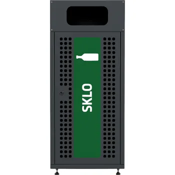 Venkovní odpadkový koš Alda Venkovní odpadkový koš na tříděný odpad TITAN 180 L - ocel,vnitřní nádoba, zelená,na sklo